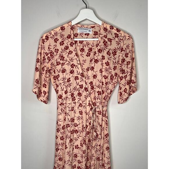 Faithful The Brand x Anthropologie Rivera Pink Floral Midi Wrap Dress Women's 2 - Picture 5 of 13